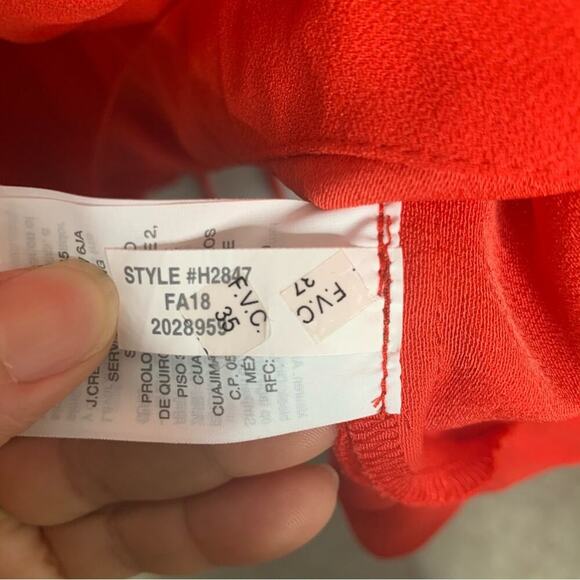 J Crew red crepe faux‎ wrap long sleeves blouse size 10 romantic date night - Picture 6 of 9